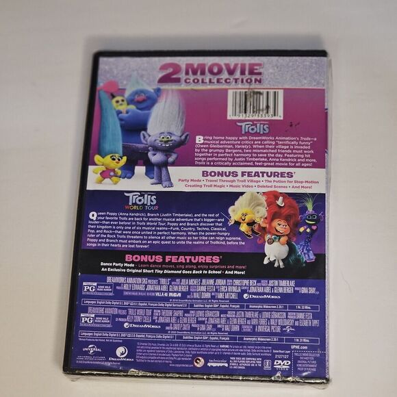 Trolls / Trolls World Tour 2-Movie Collection [DVD] BRAND NEW SEALED - Picture 3 of 5